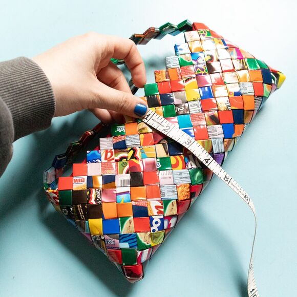 Y2K Rainbow Candy Wrapper Folded Mini Baguette Shoulder Bag Top Zipper Eclectic - Picture 7 of 8